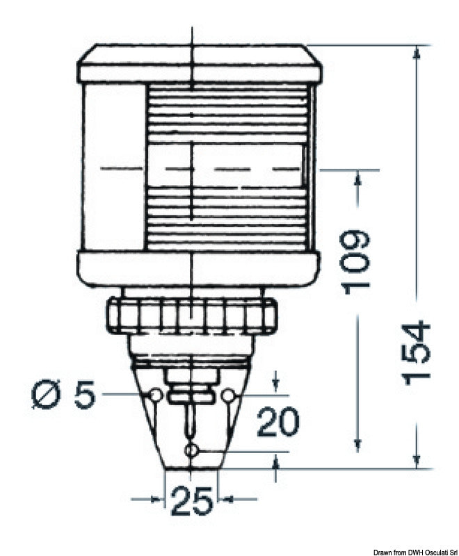 DHR navigation light wall bracket stern white 25W - foto originale Osculati Srl
