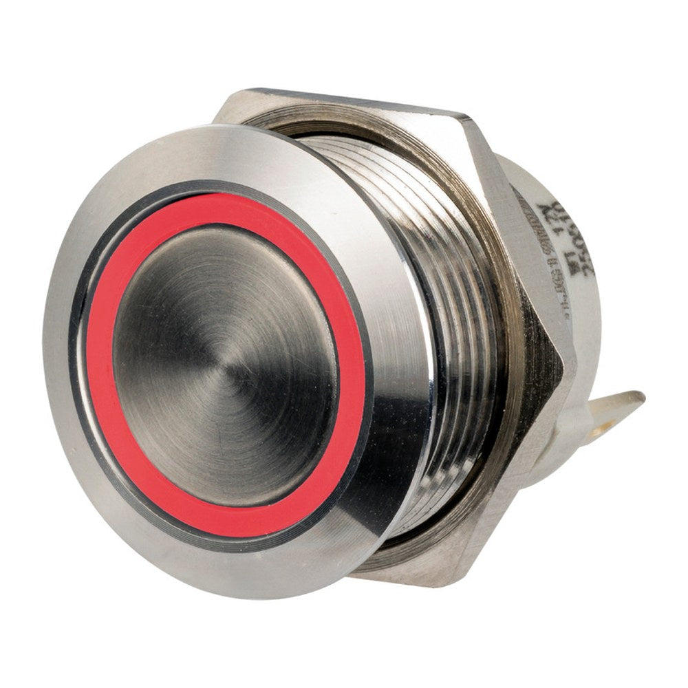 FLAT S.S. switch (MOMENTARY ON)-OFF 12/24V red LED (pack of 10) - foto originale Osculati Srl