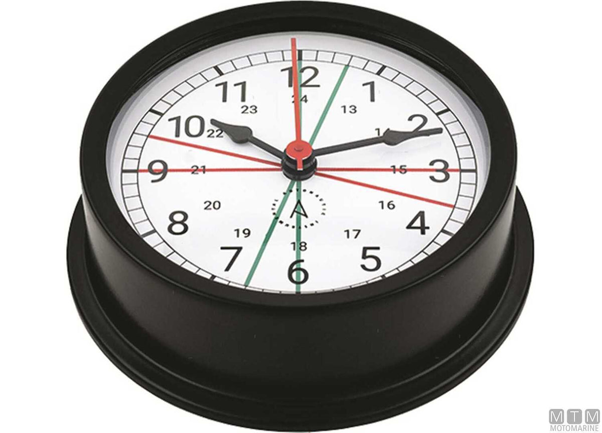 A-Nautic Pacific silent radio-controlled clock 120 mm black aluminium - original photo Motomarine Srl