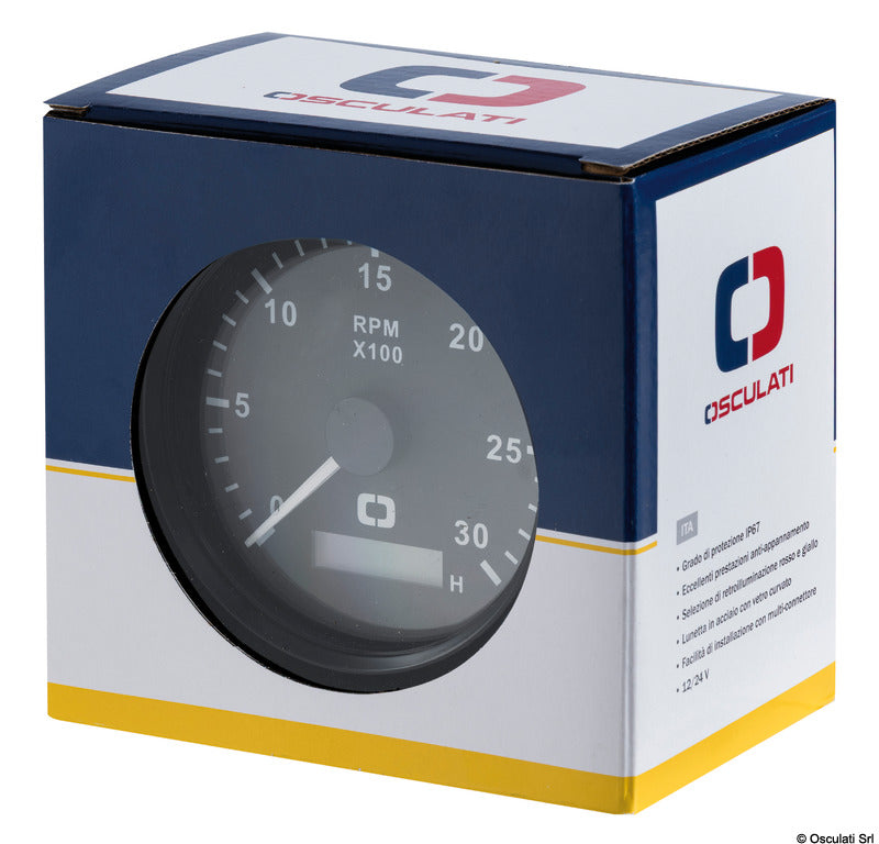 Revolution counter 0-4000 RPM white/glossy - foto originale Osculati Srl
