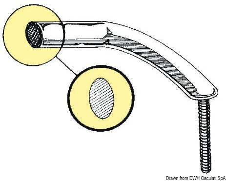 Oval pipe handrail SS external screws 220 mm - foto originale Osculati Srl