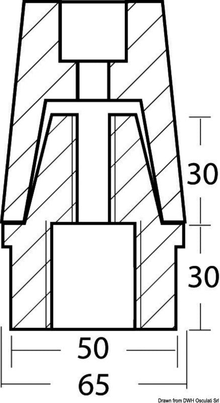 Tecnoseal Ogive shaft anode w/aluminium plate 30 mm - foto originale Osculati Srl