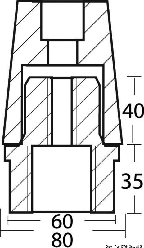 Tecnoseal Zinc anode w/nut Radice type 45 mm - foto originale Osculati Srl