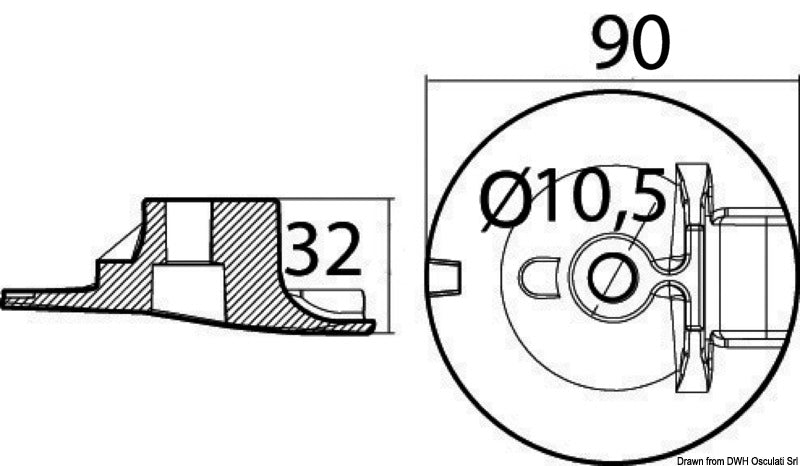 Tecnoseal Engine plate aluminium anode 200/350 HP - foto originale Osculati Srl