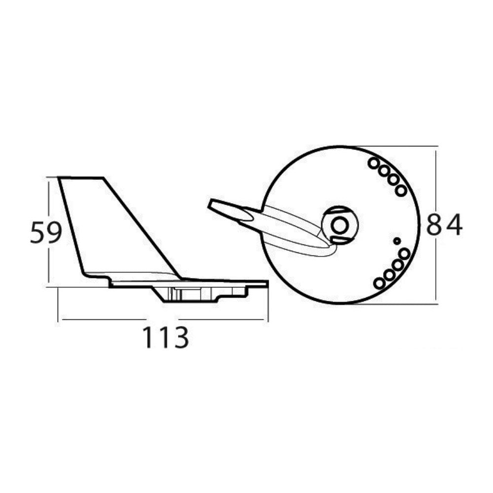 Tecnoseal Magnesium fin anode Suzuki DF60/140 with bores - foto originale Osculati Srl