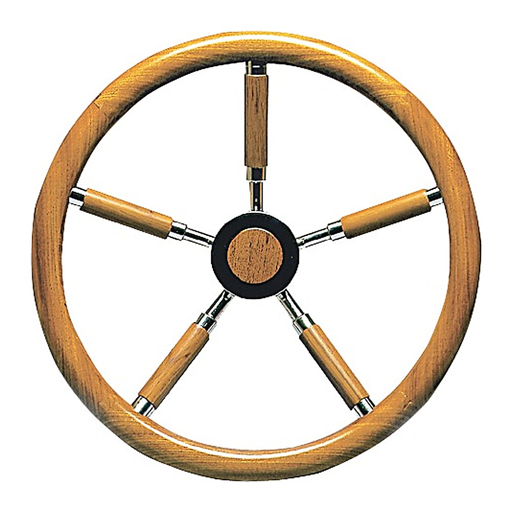 SS steering wheel w/teak external rim 500 mm - foto originale Osculati Srl