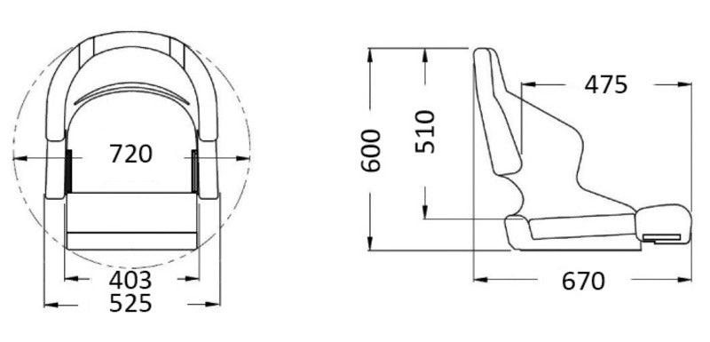 Anatomic seat H52 RAL 9010 - foto originale Osculati Srl