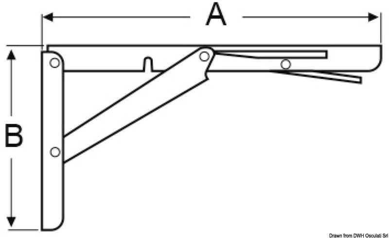 Folding arm for table 305 x 165 mm 250 kg - foto originale Osculati Srl