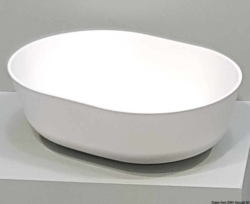 Countertop semi-oval sink Ocritech white 350x260 mm - foto originale Osculati Srl