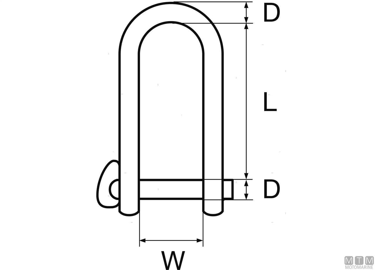Key pin shackle Ø8 mm AISI 316 stainless steel captive pin M-CARD - original photo Motomarine Srl