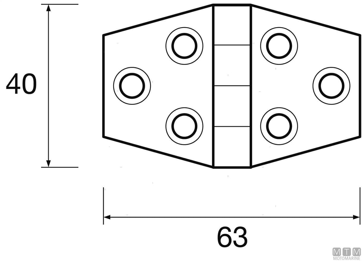 Biscuit hinge 40x63 mm in white plastic - original photo Motomarine Srl
