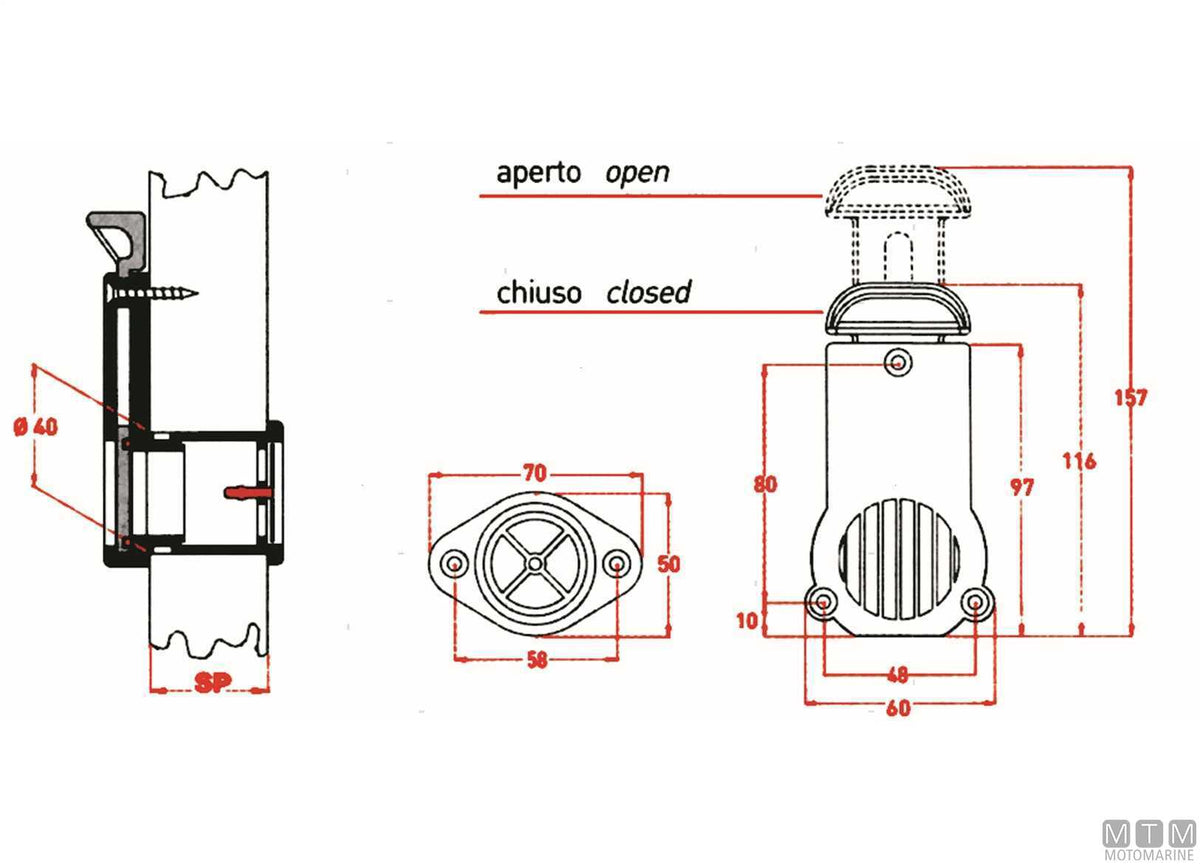 Gate valve discharge 40 mm 19-26 mm - original photo Motomarine Srl