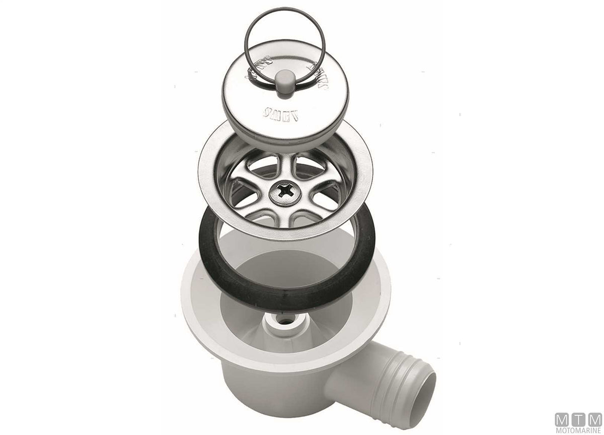 Elbow drain strainer for Ø40 mm hole outlet Ø20 mm - original photo Motomarine Srl