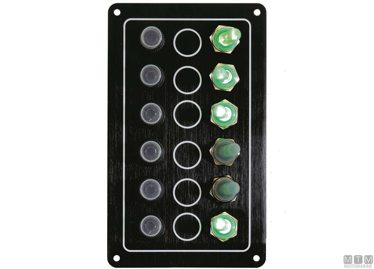 Ghost panel, 5 positions, with 12V socket, 170x90 mm - original photo Motomarine Srl