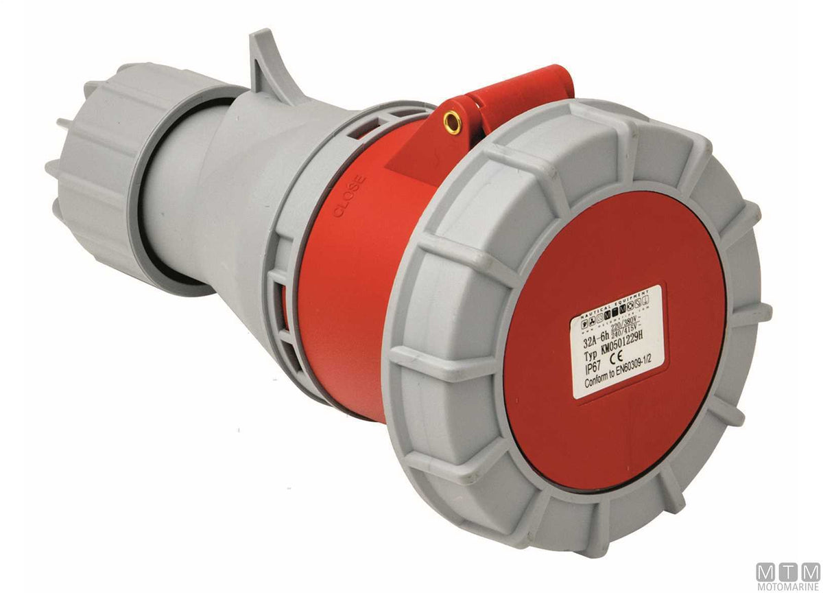 CE wall socket IP67 400V 32A - original photo Motomarine Srl