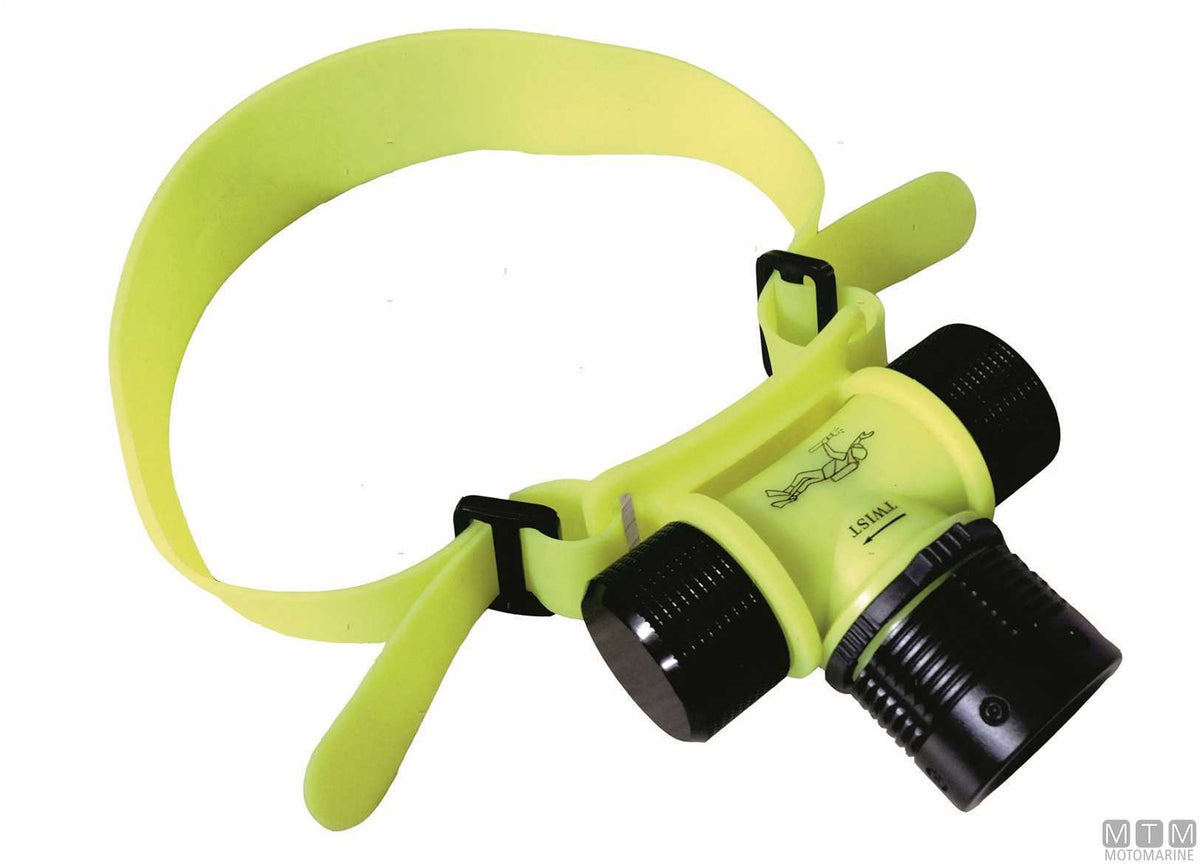 LED diving headlamp with rechargeable 18650 battery - original photo Motomarine Srl