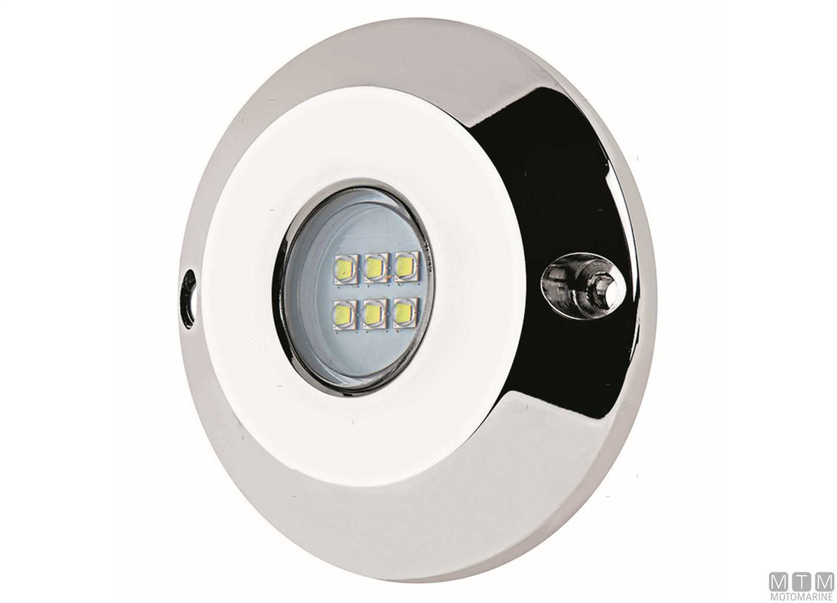 Underwater LED light blue stainless steel Ø94 mm - original photo Motomarine Srl