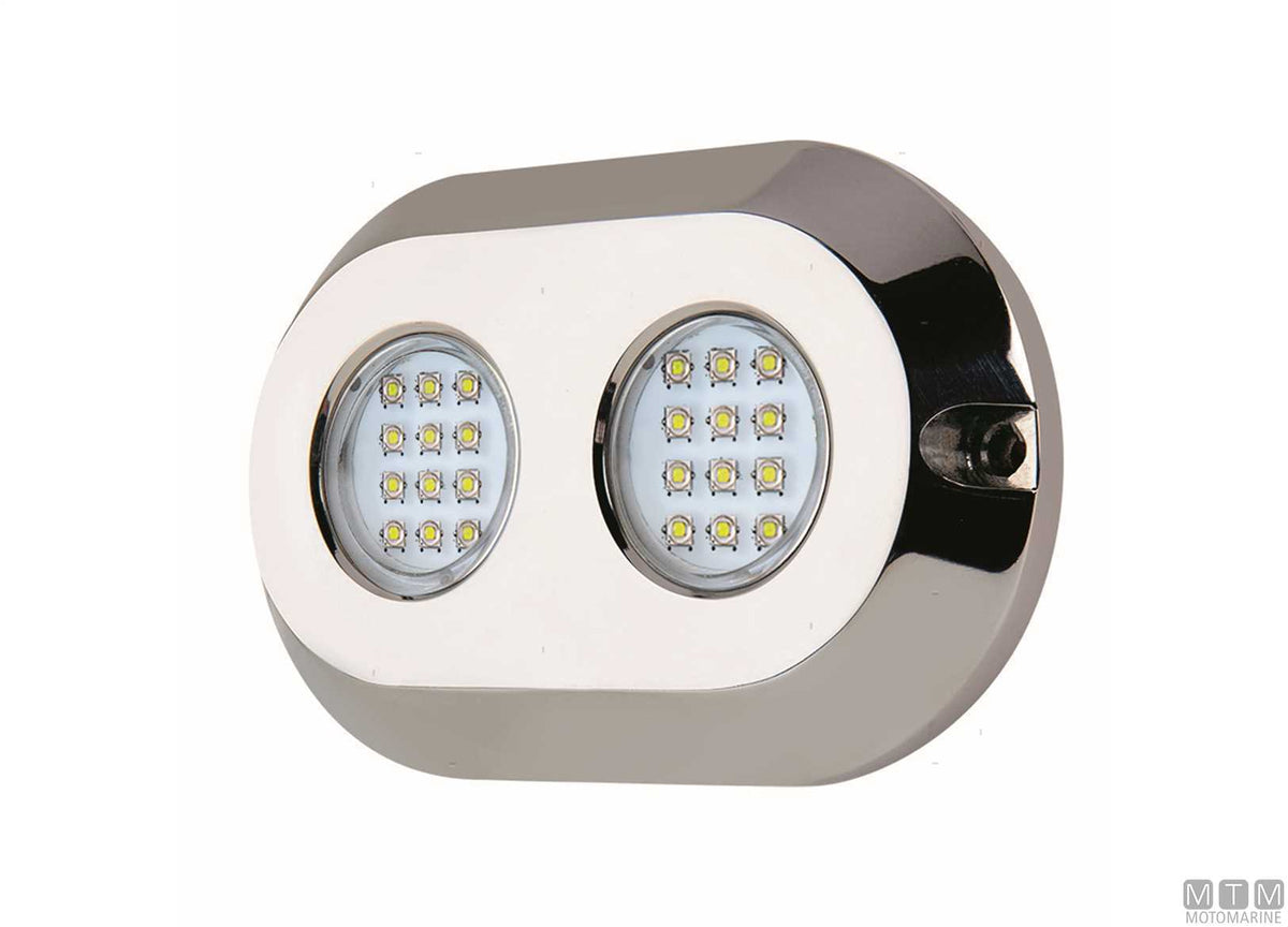 Underwater LED light blue stainless steel 128x80 mm - original photo Motomarine Srl