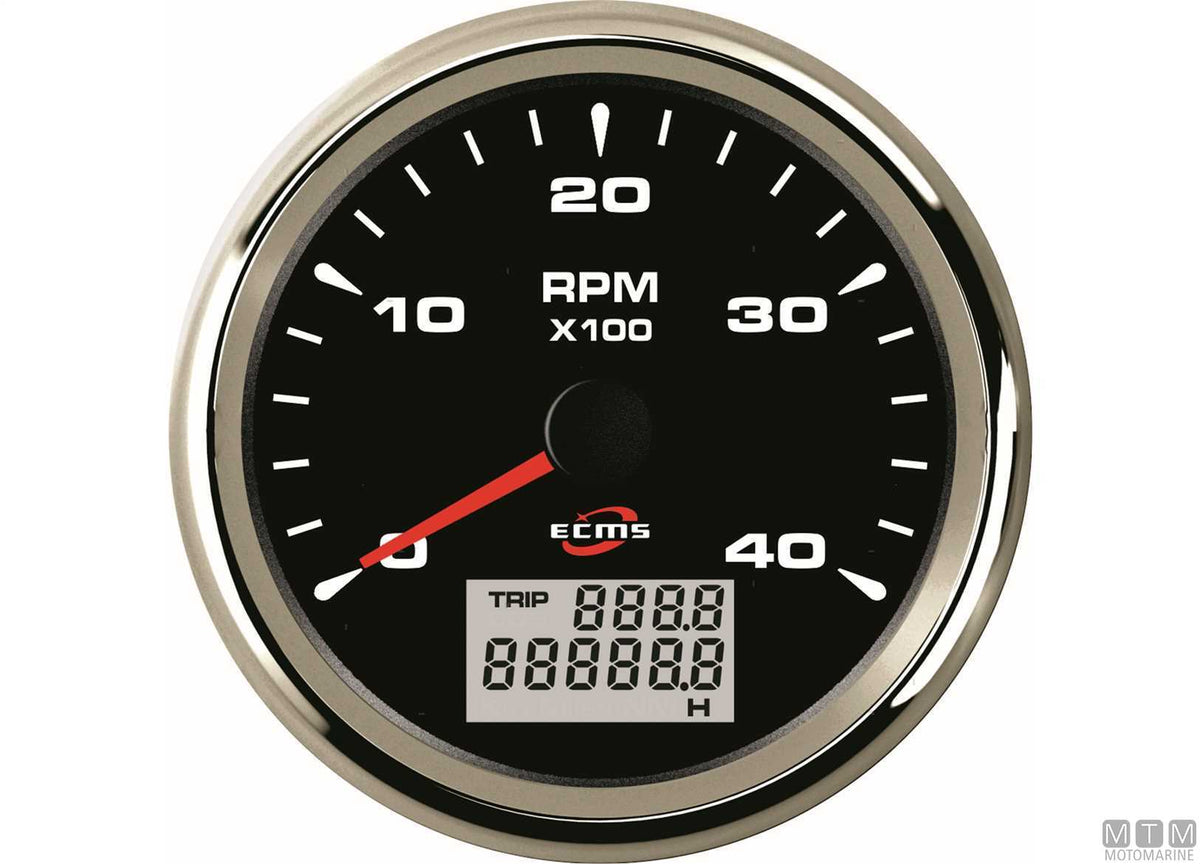 Tachometer/hour meter 4000 Black/Chrome - original photo Motomarine Srl