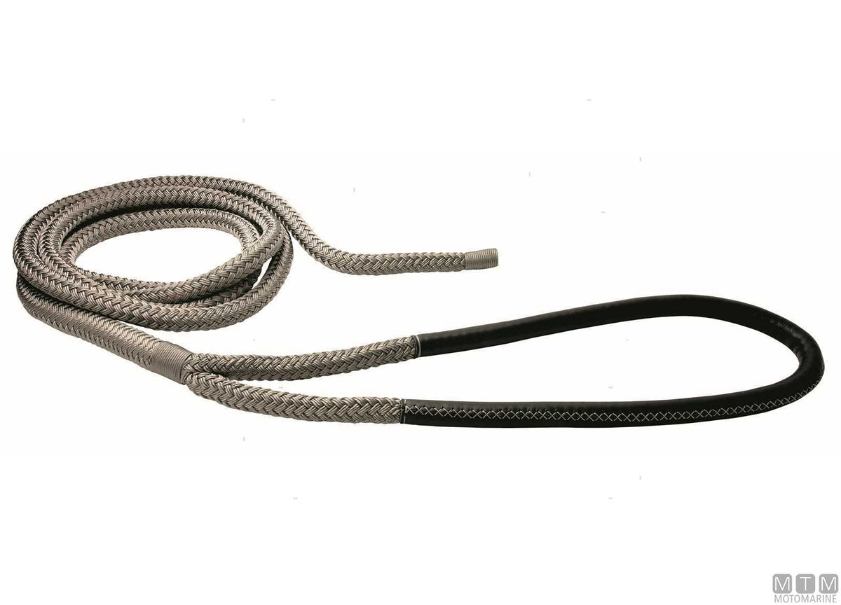 Grey braided mooring line with eye splice, 75 cm, Ø24 mm, 16 m - original photo Motomarine Srl
