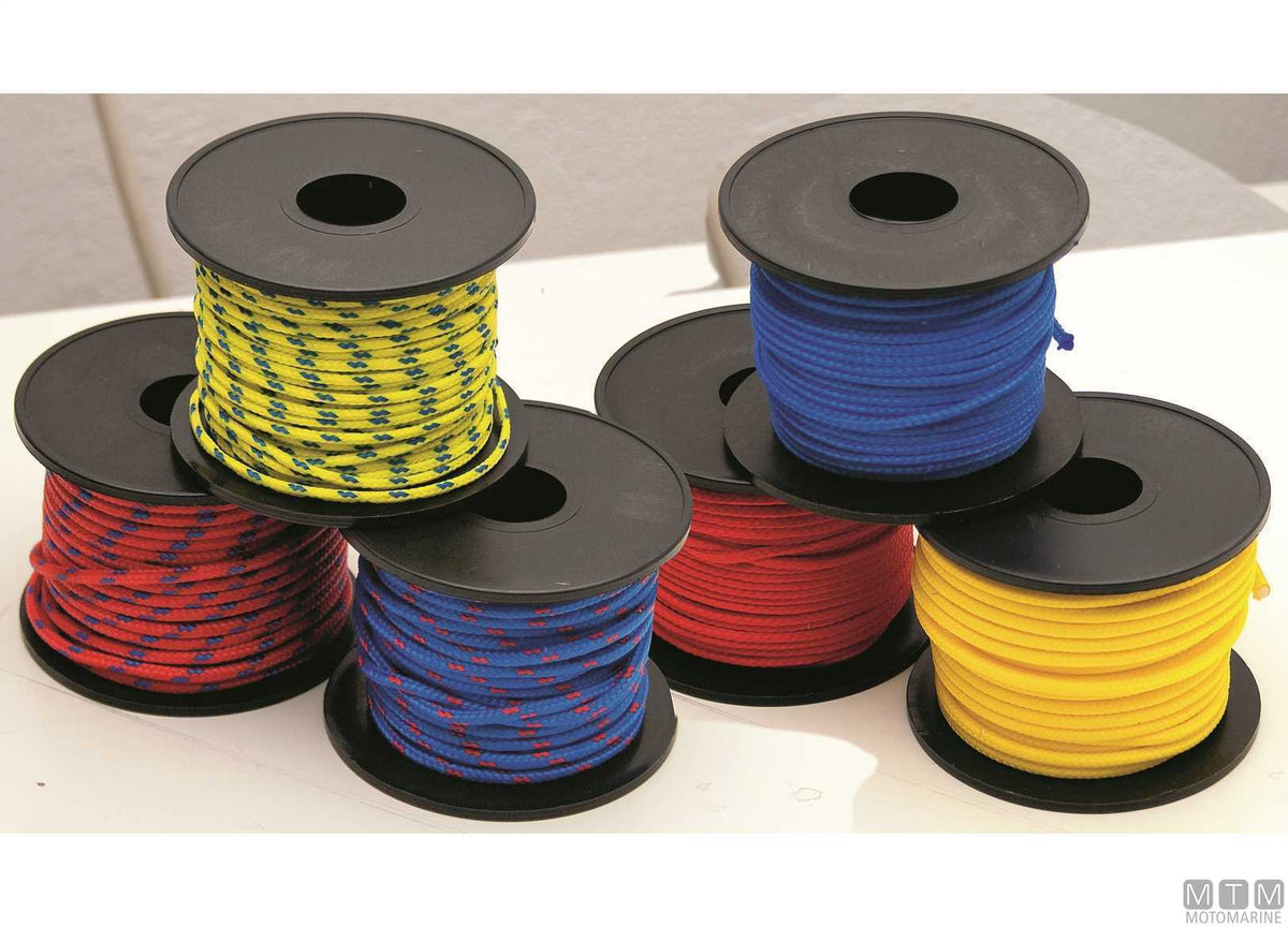 Red polypropylene braided line reel with tracer Ø2 mm 30 m - original photo Motomarine Srl