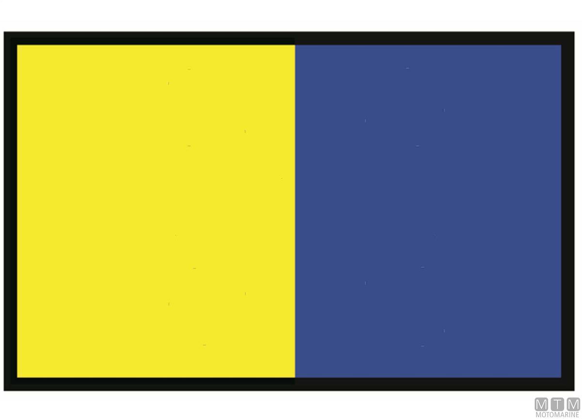 Signal flag K Kilo, 40 x 60 cm - original photo Motomarine Srl