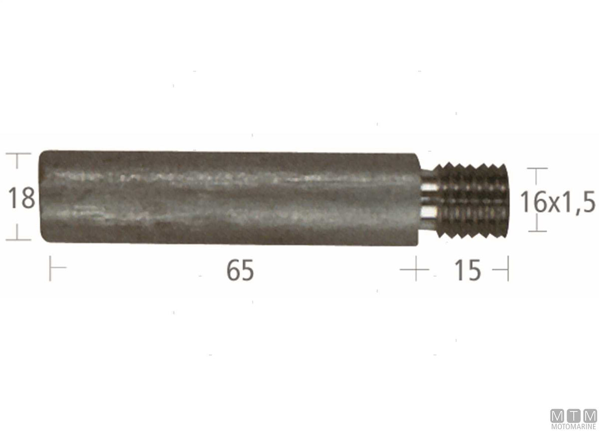 Zinc pencil anode Cummins 18x65 mm - original photo Motomarine Srl