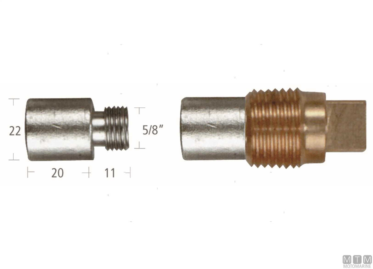 Zinc pencil anode with plug Caterpillar 22x20 mm - original photo Motomarine Srl