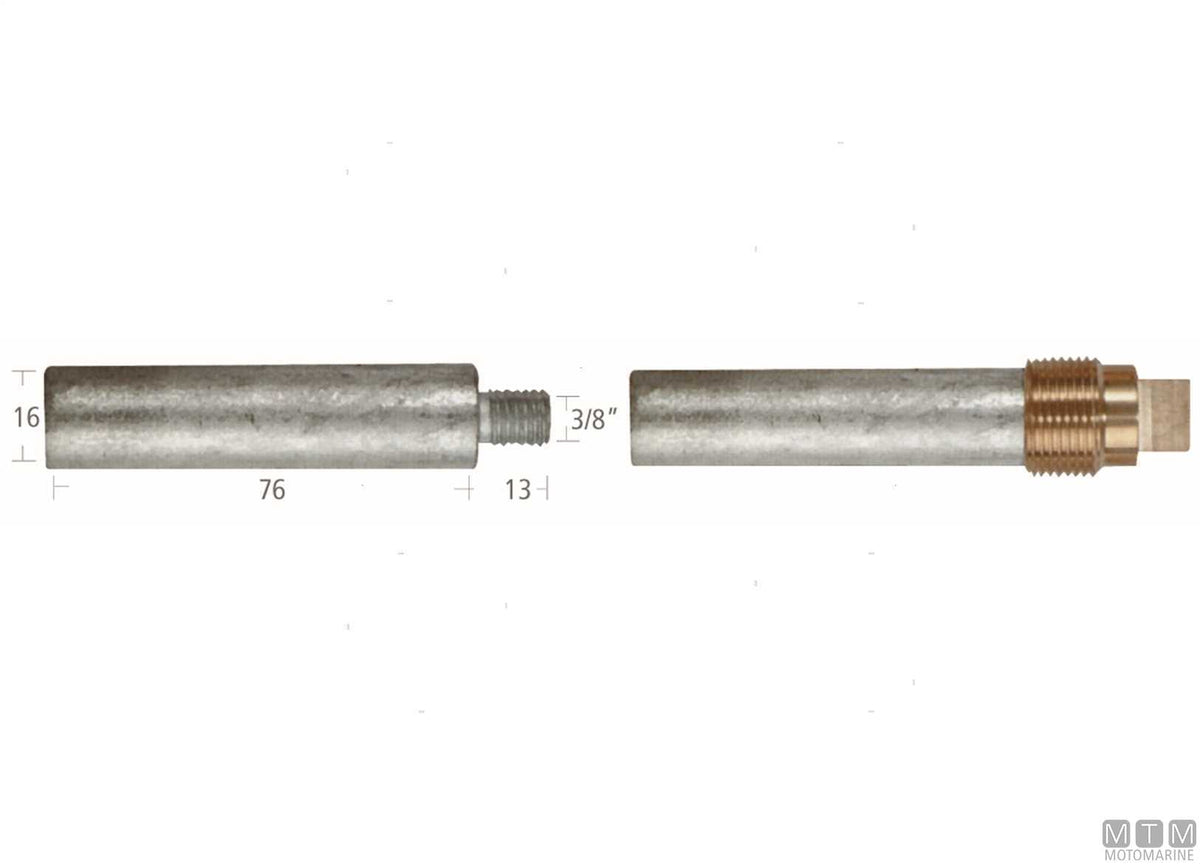 Zinc pencil anode with plug Caterpillar 16x76 mm - original photo Motomarine Srl