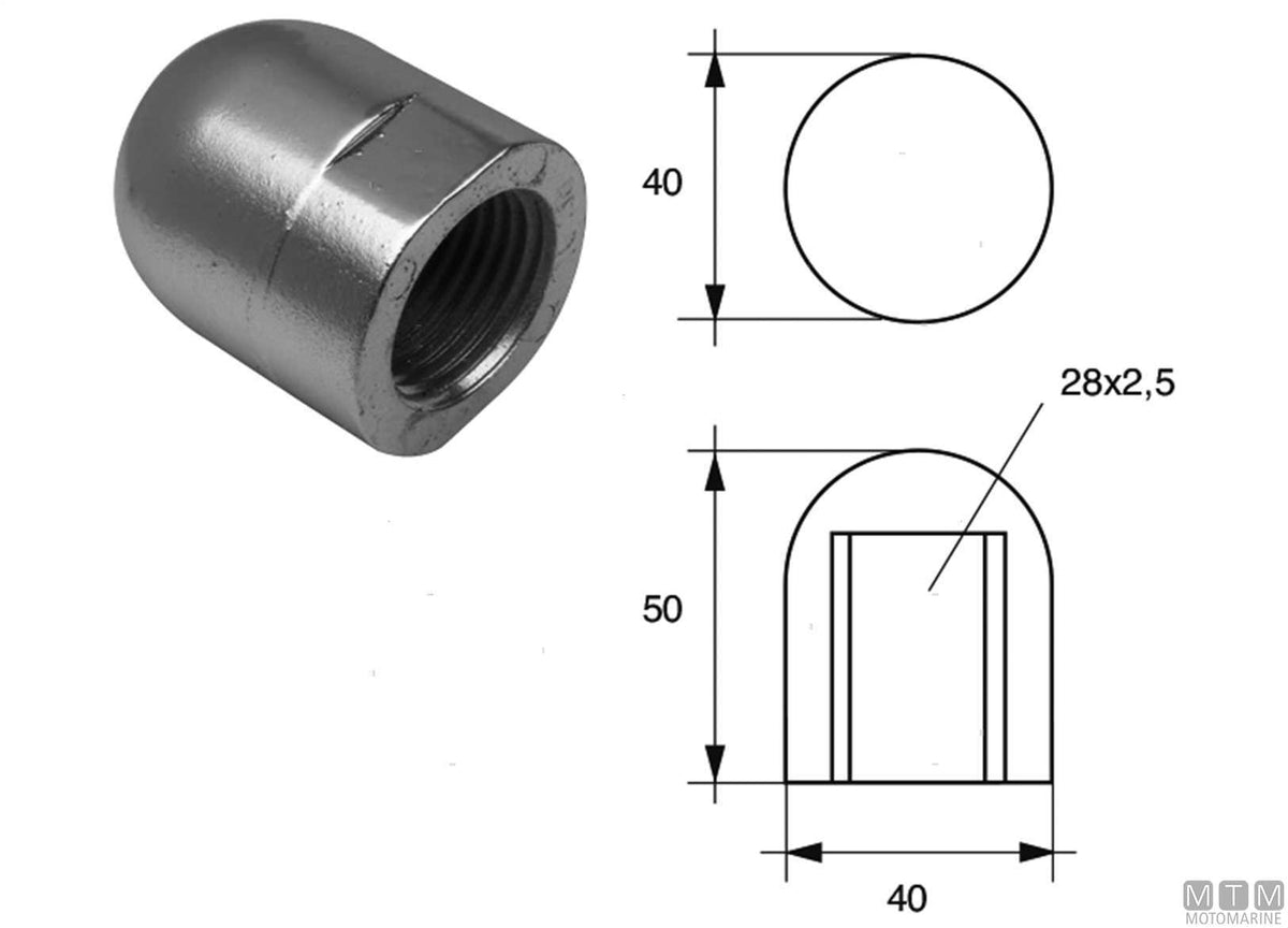Bullet anode for M20 thread, zinc - original photo Motomarine Srl