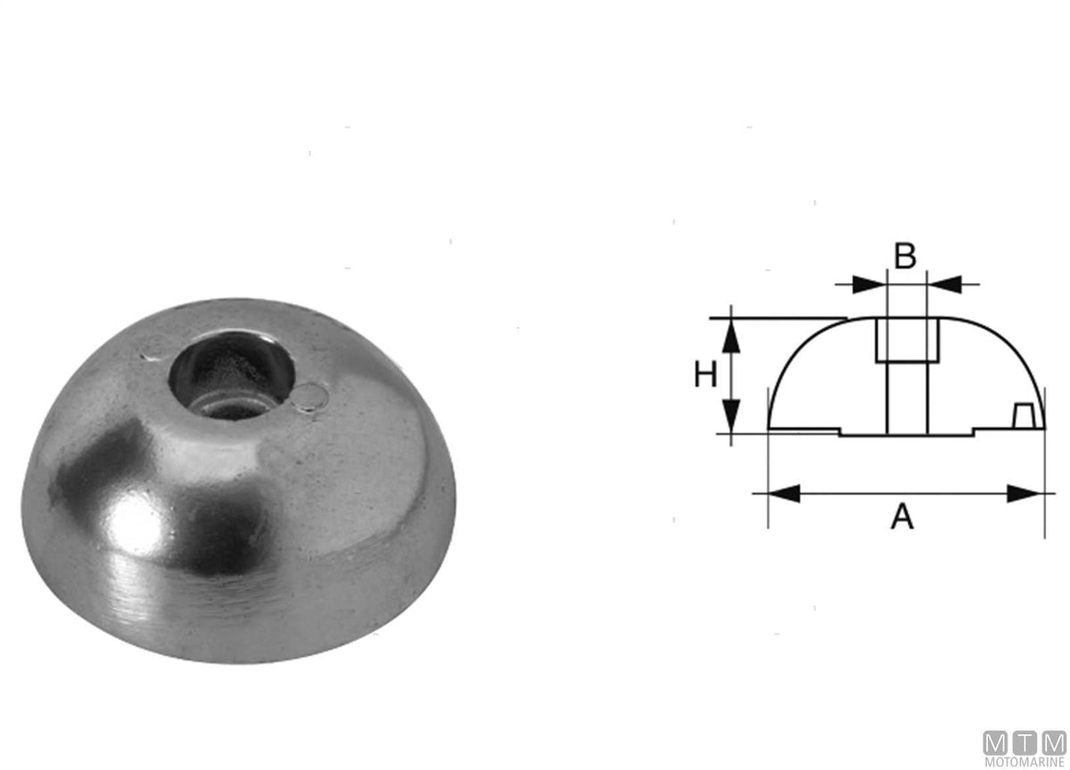 Aluminium nose cone anode for J-Prop Ø80 mm - original photo Motomarine Srl