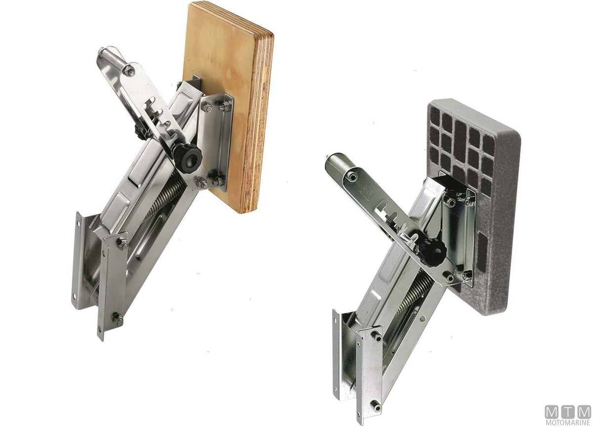 Pantograph engine bracket <15 HP stainless steel and wood - original photo Motomarine Srl