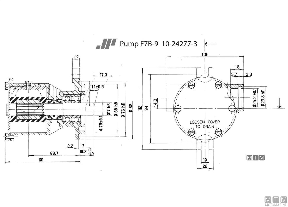 Johnson F7B-9 cooling water pump - original photo Motomarine Srl
