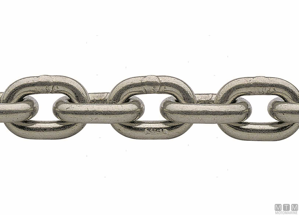 Calibrated chain ISO4565 Ø10 mm 30 m pitch 30 stainless steel 316 G40 - original photo Motomarine Srl