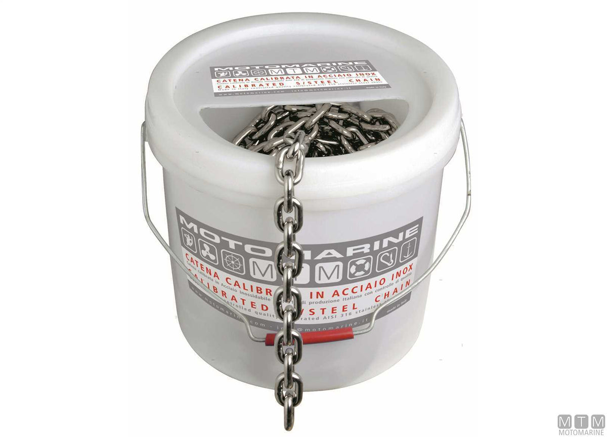 Calibrated chain DIN 766 Ø8 mm, 15 m, stainless steel 316 G40 - original photo Motomarine Srl