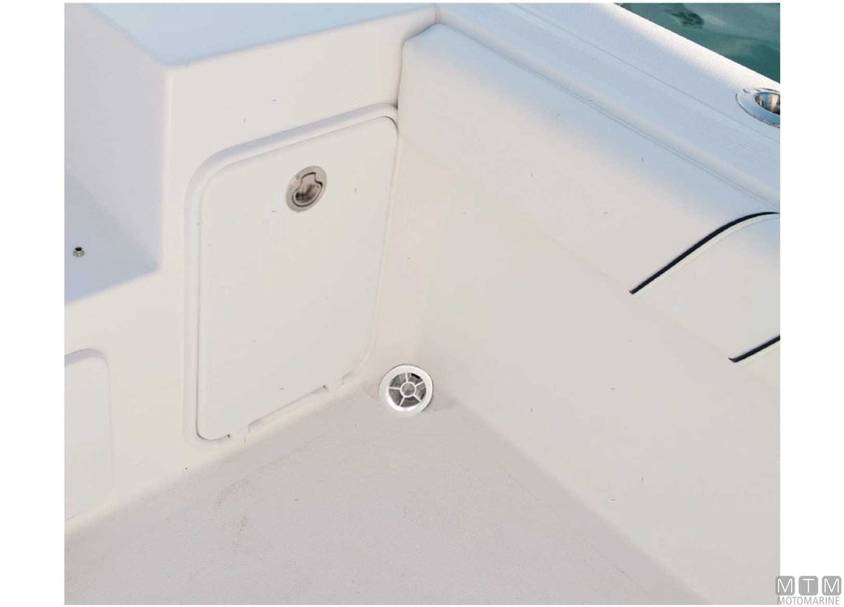 High-flow cockpit scupper Ø50 mm stainless/nylon - original photo Motomarine Srl