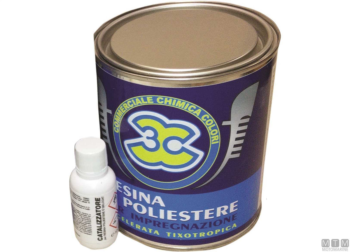 Polyester resin 3C 0.75 l with catalyst - original photo Motomarine Srl
