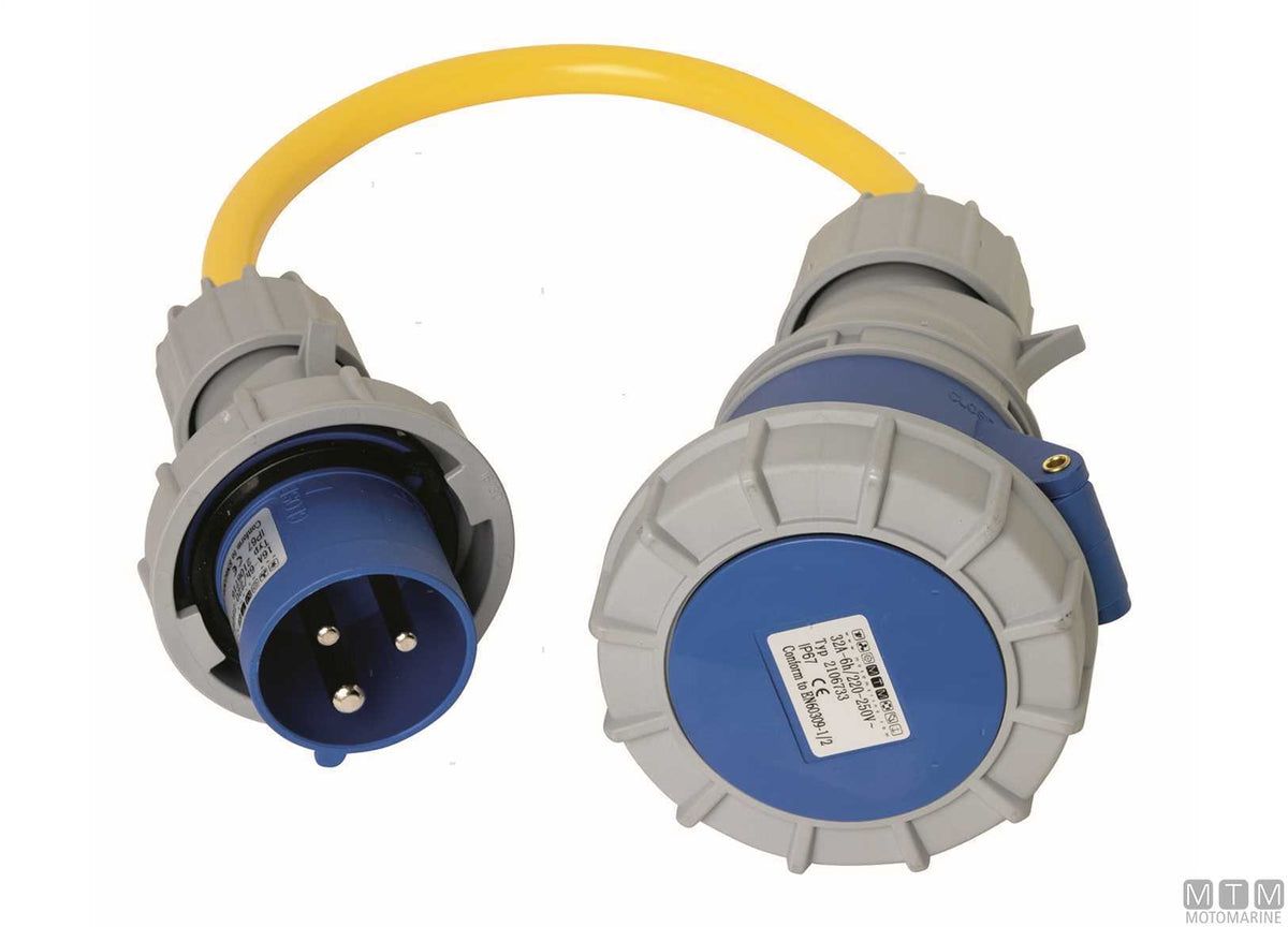 CE extension adapter IP67 socket 32A plug 16A - original photo Motomarine Srl
