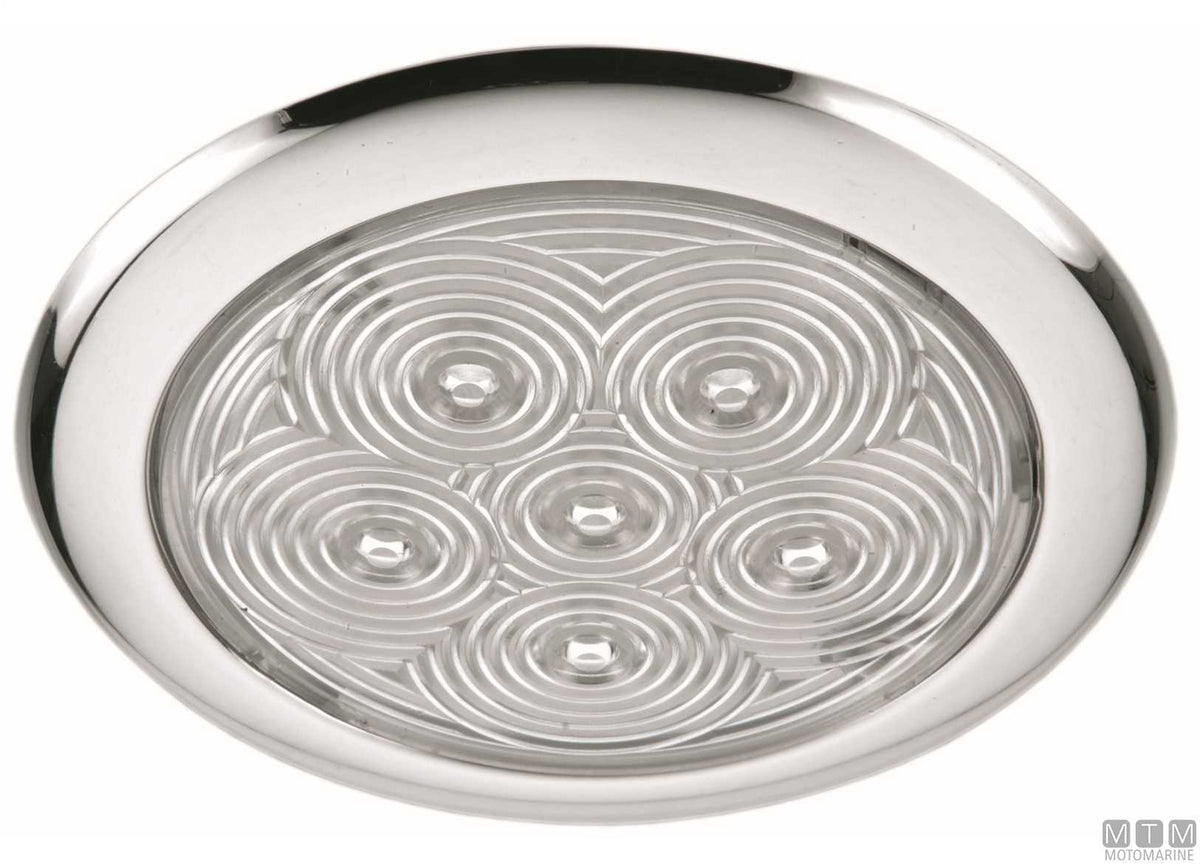 Slim LED ceiling light in stainless steel Ø132 mm - original photo Motomarine Srl