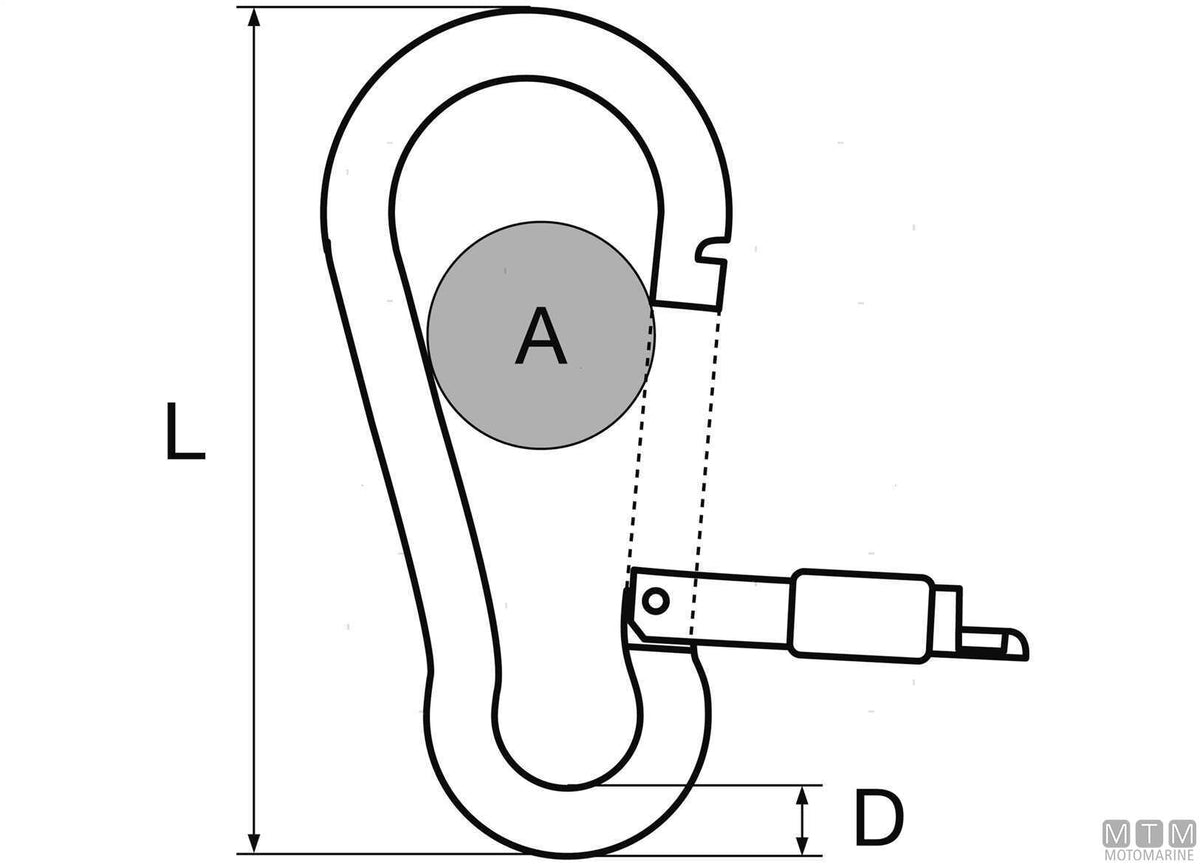 Kong Classic snap hook Ø10 mm outer opening stainless steel 316 - original photo Motomarine Srl