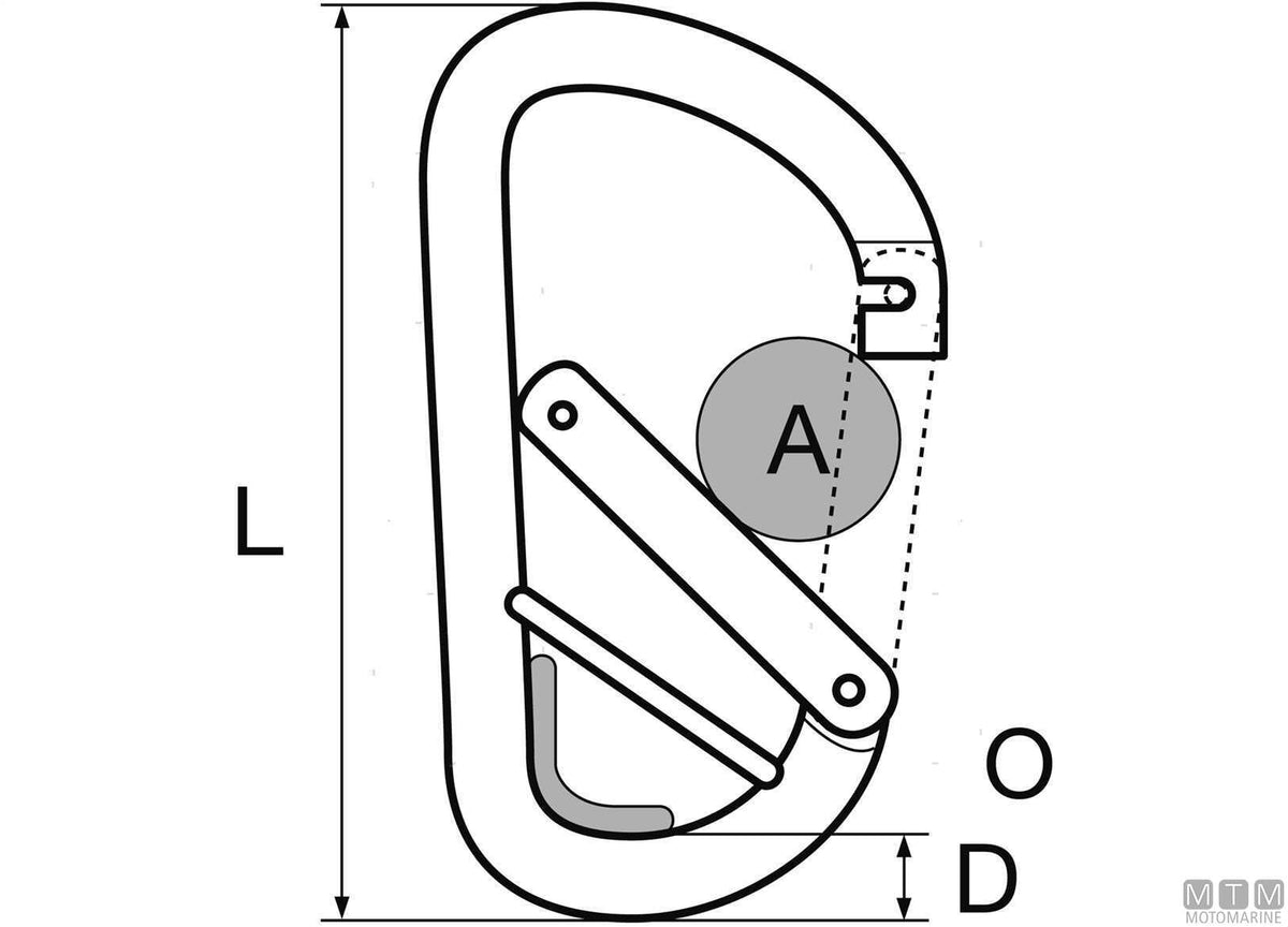 Safety snap hook Ø10 mm stainless steel 316 - original photo Motomarine Srl
