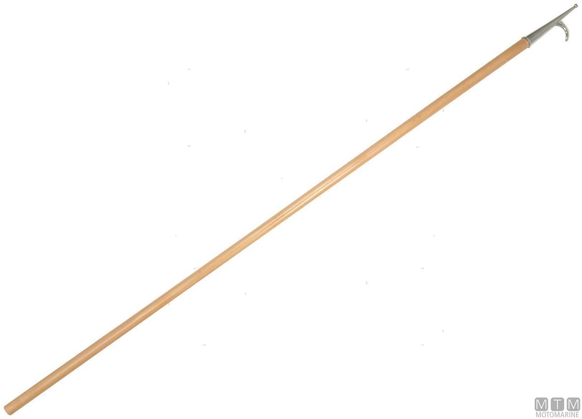 Wooden boat hook 210 cm, stainless steel tip - original photo Motomarine Srl