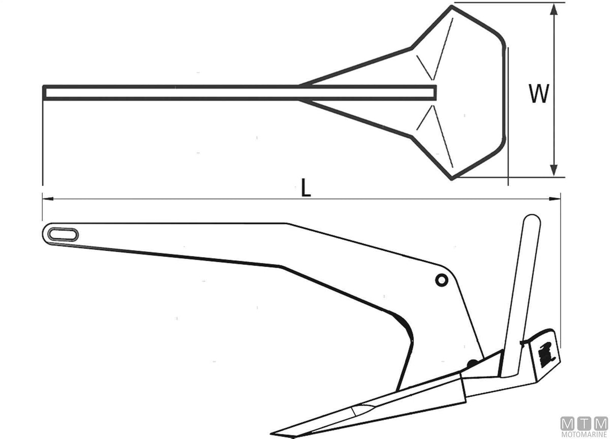 Rocna anchor 15 kg, hot-dip galvanized steel - original photo Motomarine Srl