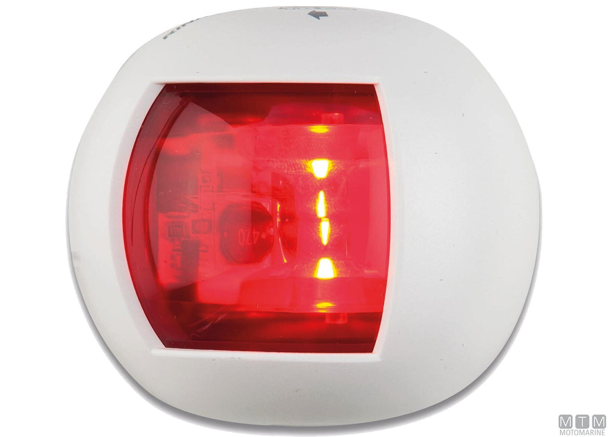 LED navigation sidelight, red, half-dome, white, 70x63 mm - original photo Motomarine Srl