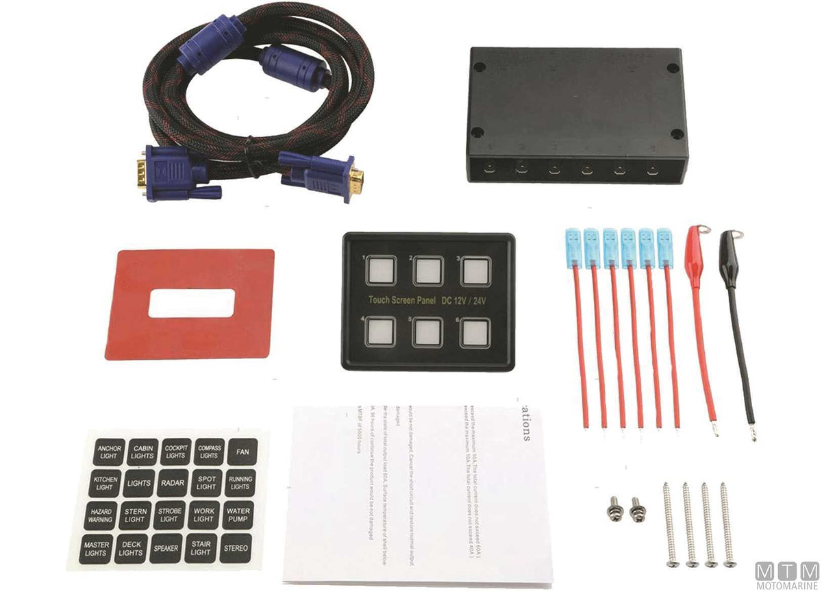 Panel with touch switches and control unit, 6 positions, 80x100 mm - original photo Motomarine Srl