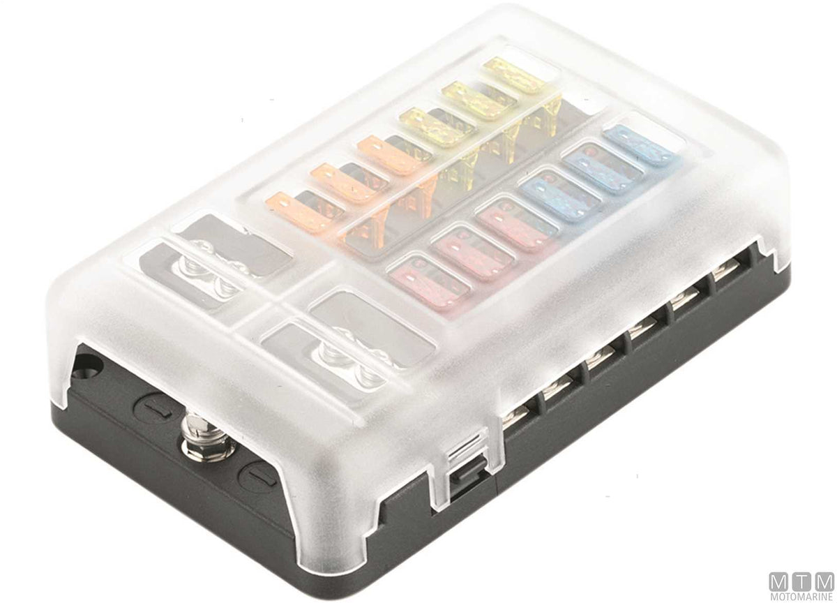 Fuse box UNIVAL 6-position with terminal block - original photo Motomarine Srl