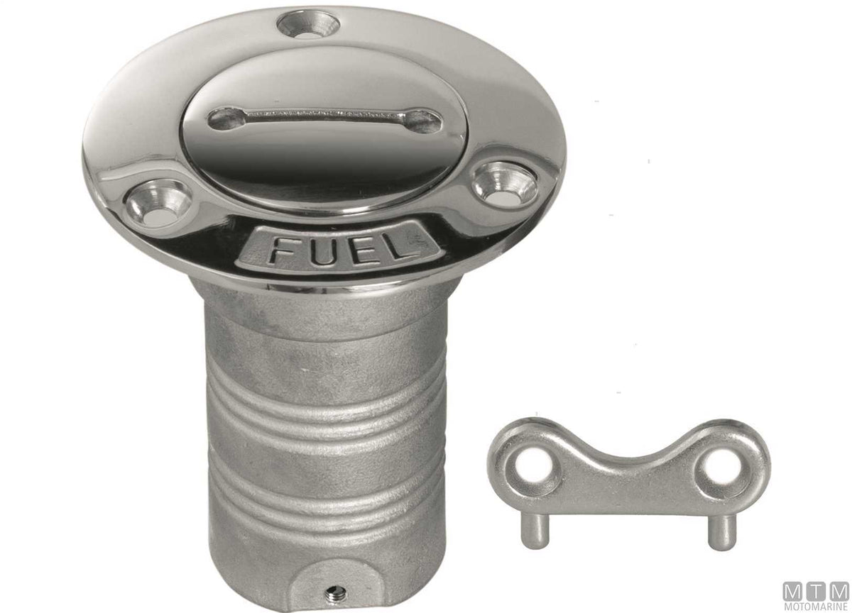 Flush fuel deck fill Ø50 mm stainless steel with key - original photo Motomarine Srl