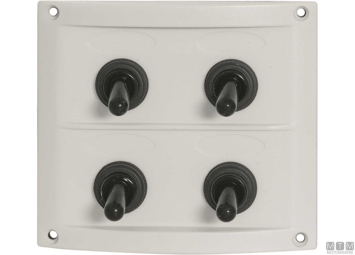 White panel with lever switches, 4 positions, 90x100 mm - original photo Motomarine Srl