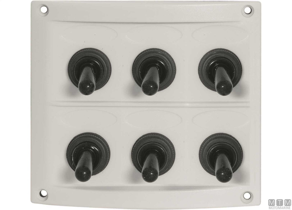 White panel with lever switches, 6 positions, 125x100 mm - original photo Motomarine Srl