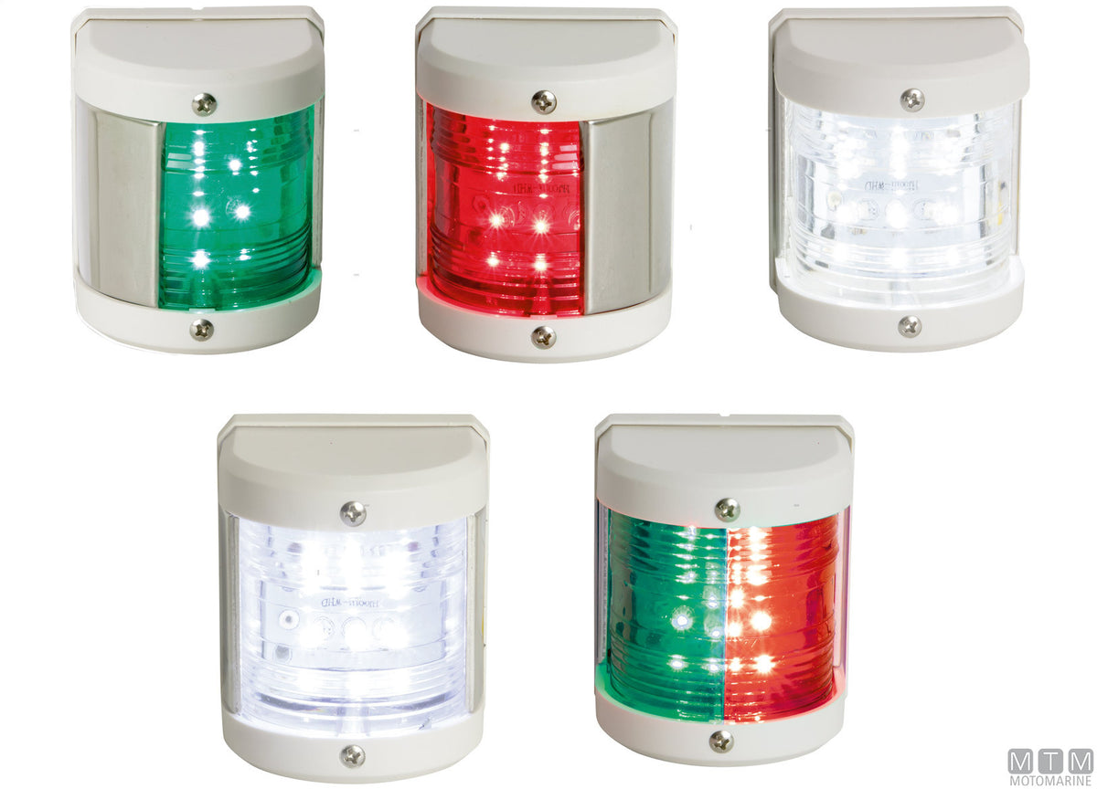 Combined red/green LED navigation light Midi white 65x75 mm - original photo Motomarine Srl